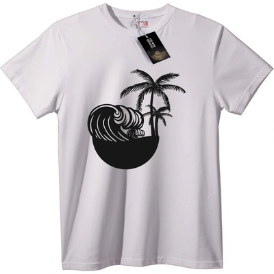 NOONEBRAND Тениска Тропическа Вълна и Палма - XL, White