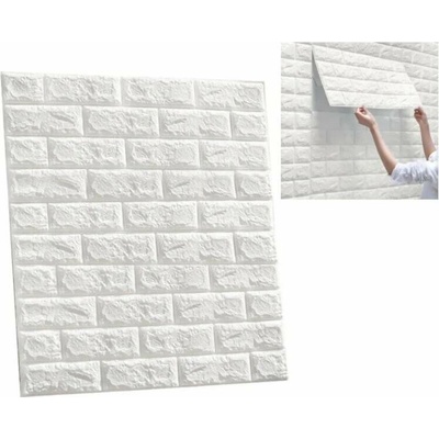 DAMPOD SHOP Tapeta samolepiaca penová 3D biela tehla 70,5 x 76,5 x 0,3 cm