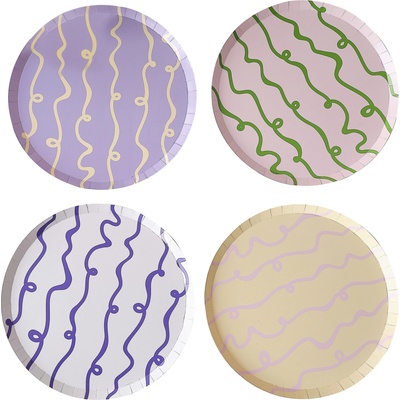 Ginger Ray Парти Чинии в Пастелни Цветове на Вълнички