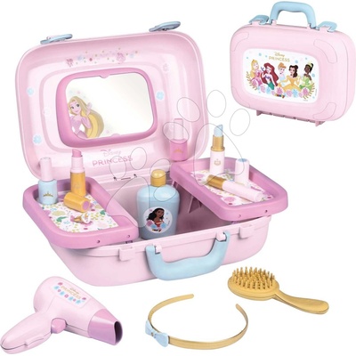 Beauty Vanity Smoby Kozmetický kufrík so zrkadlom Princezné Disney kozmetika s kaderníctvom a nechtovým štúdiom s 10 doplnkami