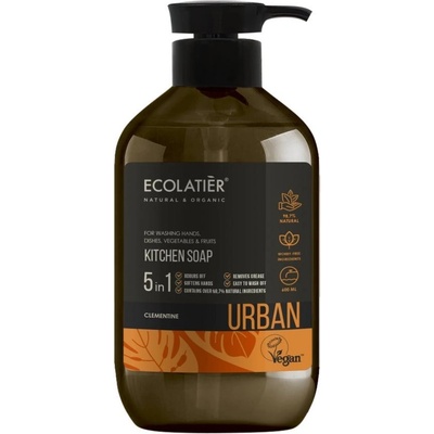 ECOLATIER URBAN Klementínka gél na umývanie riadu, rúk ovocia a zeleniny 5v1 600 ml