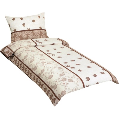 BELLATEX krep obliečky 80/310 hnedý list 140x220 70x90