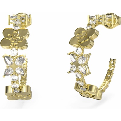 Guess Pozlacené kruhové náušnice se čtyřlístky Wild Flower JUBE05505JWYGT/U