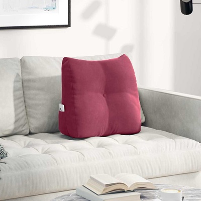 vidaXL Възглавница за гръб Виненочервен 45 x 24 x 50 см Кадифе (42014376)