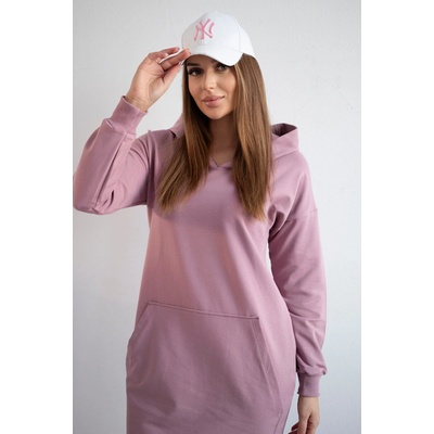 Fashionweek dámske šaty mikinové šaty s kapucňou K67292 ružový