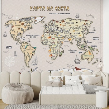 Image 1 of Art gift Фототапет - Карта на света - околосветско приключение