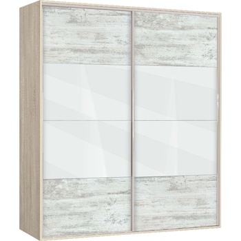 Bogdan Furniture G Двукрилен гардероб с плъзгащи врати Мебели Богдан Модел bm-ava 5, кристал със сонома