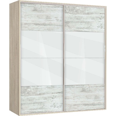 Bogdan Furniture G Двукрилен гардероб с плъзгащи врати Мебели Богдан Модел bm-ava 5, кристал със сонома