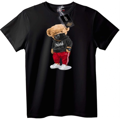 NOONEBRAND Тениска Здравей Мечок с Маска - 2XL, Black