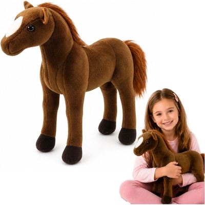 LEAN Toys Tmavohnedý plyšový kôň 40 × 37 cm