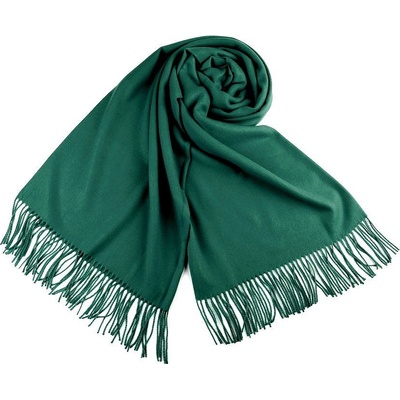 Šál typu pashmina so strapcami zelená flaškov