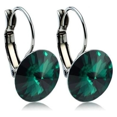 Swarovski Elements Rivoli stříbrné visací zelené kulaté 31106.3 Emerald zelená tmavá smaragdová brčálová