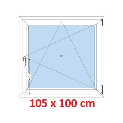Soft Plastové okno 1050 x 1000 mm otevíravé a sklopné Antracit struktura/bílá levé