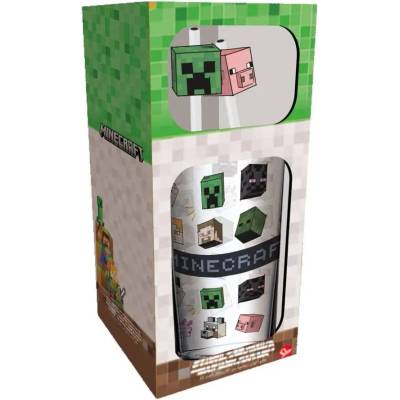 Pos CurePink: | Sklenice s kovovými brčky Minecraft: tavy objem [STR93531] 485 ml