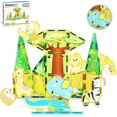 Picasso Tiles Magnetická stavebnice Safari dobrodružství 26 ks