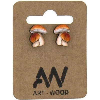 Art wood náušnice hřib 0001085