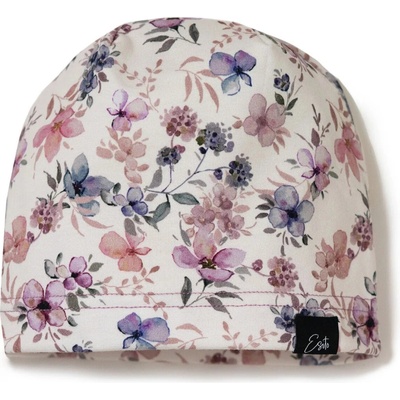 ESITO Jarní čepice Violet flowers Cream smetanová