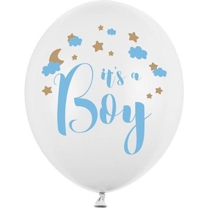 Party Deco Латексови Балони, Бели н Надпис ''It's a Boy'', 30см - (1 пакет / 6 бр. ) (SB14P-232-008-6)