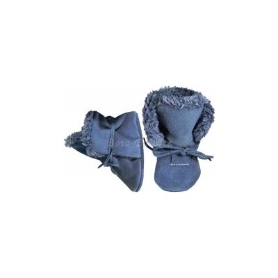 Babice kožené barefoot capáčky s kožíškem NBW-108 modré