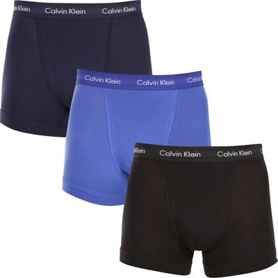 Calvin Klein Sada boxeriek Cotton Stretch 3P Lr Trunk U2664G 4KU Blue Shadow Cobalt Water Black