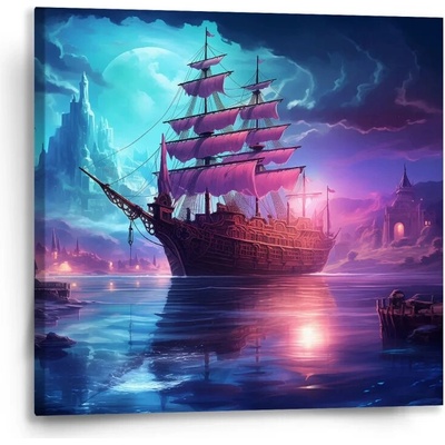 Sablio Obraz Magická plachetnica pod mesiacom - 50x50 cm