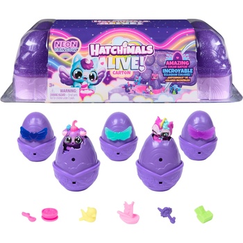 Spin Master Игрален комплект Hatchimals Alive - Neon Rainbow, с 5 фигурки (6072615)