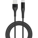 Lemontti Bending aлуминиев USB-A към Type-C кабел, бързо зареждане, 1.2 м, черен (LEMCBAUATC2N)