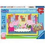 Ravensburger - Puzzle 2x12 Peppa Pig at a party - 1 - 39 piese