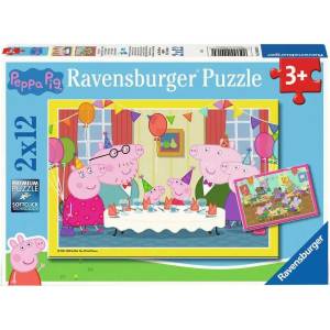 Ravensburger - Puzzle 2x12 Peppa Pig at a party - 1 - 39 piese