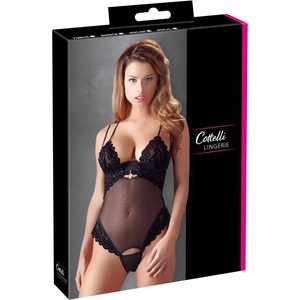 Cottelli Collection - дамско боди - регулируемо - кадифе - черно