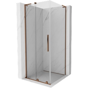 Mexen Velar L плъзгаща се душ кабина 110 x 110 cm, прозрачно, розово злато - 871-110-110-03-60 (871-110-110-03-60)