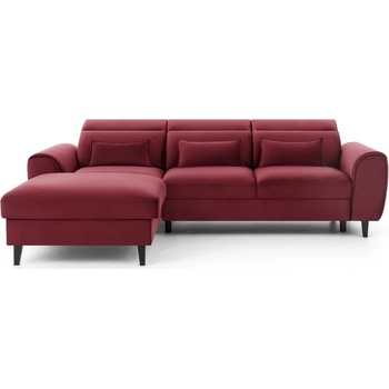 Eltap Червен кадифен разтегателен ъглов диван с място за съхранение (ляв ъгъл) Foble - ELTAP (CO-FOB-LT-25LO)