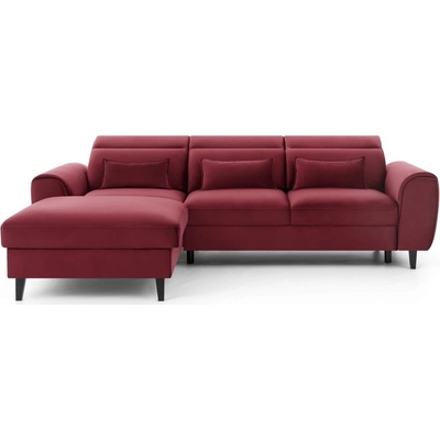 Eltap Червен кадифен разтегателен ъглов диван с място за съхранение (ляв ъгъл) Foble - ELTAP (CO-FOB-LT-25LO)
