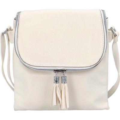 Dámska koženková crossbody s výraznou klopou Mirija bílá