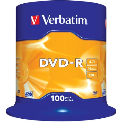 Verbatim DVD R Verbatim 4.7GB 100pcs Spin. SR сребриста 16x (43549#PK1)