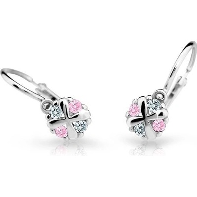 Danfil dětské náušnice C2153 z bílého zlata s kamínky Pink zapínání brizura