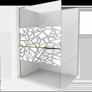 Mexen Kioto+ L стена за душ с рафт Walk-in 100 x 200 см, бял модел, златист - 800-100-123-50-85 (800-100-123-50-85)
