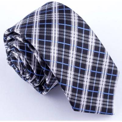 Greg kravata slim fit černá káro 99102