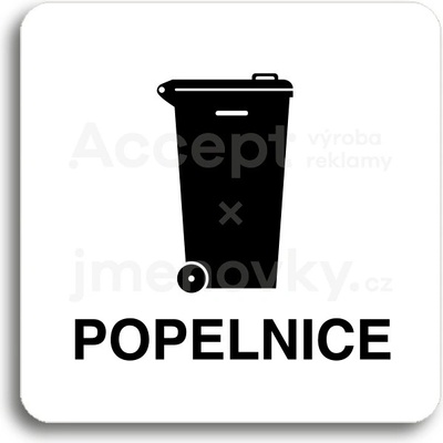 ACCEPT Piktogram popelnice IV - bílá tabulka - černý tisk bez rámečku