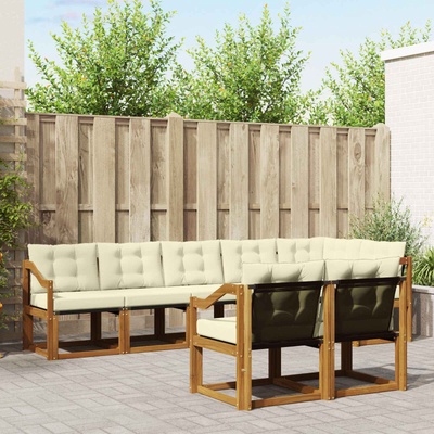 vidaXL Комплект дивани за открито 8 pcs Натурален и Крема (3368793)