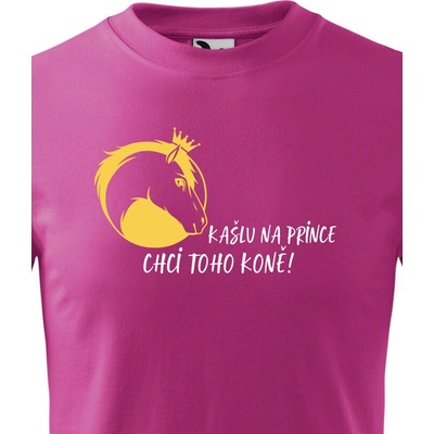dětské tričko Kašlu na prince chci toho koně! purpurová
