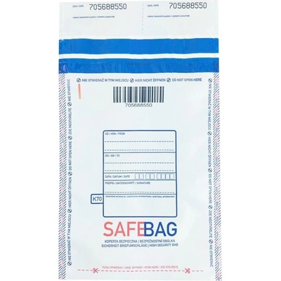 Bezpečnostná obálka SAFEBAG K70, šírka 160 mm, dĺžka 245 mm, klopa 35 mm