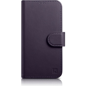 ICARER Флип кейс 2в1 от естествена кожа iCarer Wallet Case за iPhone 14 Plus, Anti-RFID, тъмнолилав, (WMI14220727-DP) (WMI14220727-DP)