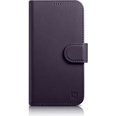 ICARER Флип кейс 2в1 от естествена кожа iCarer Wallet Case за iPhone 14 Plus, Anti-RFID, тъмнолилав, (WMI14220727-DP) (WMI14220727-DP)