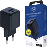 3mk Protection Зарядно устройство за стена 3mk Hyper - USB-A + USB-C, GaN технология, QC4+PD, 20W - Черно