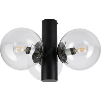 LAMKUR Плафон SFERIO 3xE14/5W/230V черен/прозрачен (LA60200)