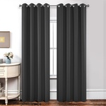 Joydeco opaque curtains with eyelets, pack of 2, H 245 x W 140, blackout curtain, gray thermal curtain, heat protection, eyelet curtain for bedroom, living room - EJ21001-DGR-245-V (EJ21001-DGR-245-V)