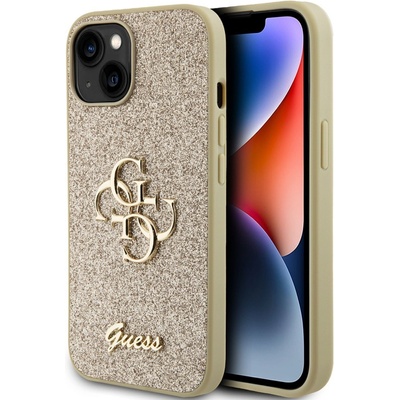 GUESS Калъф Guess - Fixed Glitter 4G Metal Logo, iPhone 15, златист (3666339147785)