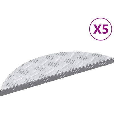 vidaXL Стъпало 5 бр. 60 x 18 x 2, 5 см Сребрист Алуминий Полумесец (4104229)