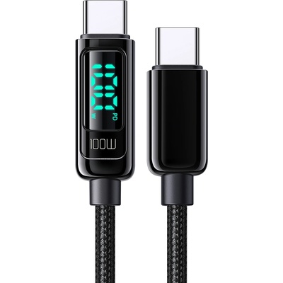 USB Type-C към USB Type-C PD кабел с дисплей Xmart, 5A, 100W, 1.2м, Черен (15037)